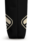 Close-up of Boat Paddler Tote Bag for Dragon Boat Racing, black fabric side panel with abstract design, 16x16in size.