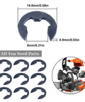 Ten Pack Clutch Drum E Clip Set For Stihl Chainsaws Pro Grade Sprocket Clips Kit Fits MS170 MS180 MS210 and more.