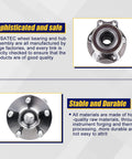 Rear Wheel Bearing Hub Assembly 512518 For Subaru Crosstrek Impreza Forester XV Crosstrek 2013 2014 2015 5 Lug With ABS 4 Bolt Flange Replacement Premium Grade Durable Direct Fit And Long Life Performance shown front and side view.