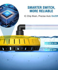 Automatic 115V Submersible Pool Cover Pump with 25ft cord shown partially submerged in water, highlighting auto on/off feature