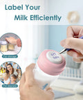 Travel Caps With Rewritable Sealing Disc For Avent Wide Mouth Bottles Leak Resistant Screw Lids Replacements 6 Pack Pink Compatible With Philips Avent Classic And Spectra Wide Mouth Bottles in use for labeling milk.