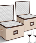 Heavy Duty Wine Glass Storage Box Two Pack With Thick Padded Dividers secure hardshell case for stemware and champagne flutes in use.