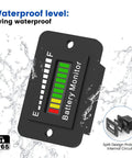 Universal Led Golf Cart Battery Level Indicator Meter Monitor For 12V To 72V Lithium And Lead Acid With Ten Segment Gauge Display Plug And Play To Keep Your Sweet Setup Charged, waterproof design with gauge display.