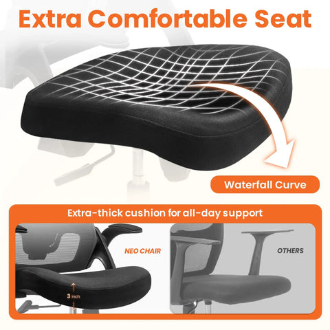 Ergonomic Mesh Office And Gaming Chair With High Back Rolling Casters All Day Comfort Adjustable Lumbar Support Waterfall Seat