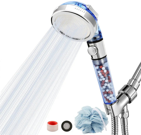 High Pressure Jetting Shower Head With 3 Modes, Modern Chrome Finish, ABS Body, Mineral Stone Beads, Easy Universal Fitting For Standard Hoses, 1.5 Inch Diameter Sprayer