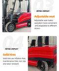 Heavy Duty Electric Forklift Truck Built As A Relentless Warehouse Workhorse Featuring High Capacity Batteries And Bulletproof Chassis showing adjustable seat and solid tires.