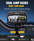 Beast Mode 1000 Lumen Front Bike Light With Dual Beam High Low For Night Riding mounted on bike handlebar
