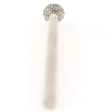 Diamond Grinding Bits With 5mm Head And 2.35mm Shank T Shape Engraving Burrs Rotary Set For Electric Nail Drill And Carving Machine Includes Copper Chuck For 3mm Chuck 240 Grit Pro Grade. Close-up of single bit standing vertically, showing textured diamond grit head and metal shank.