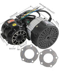 Powerful 48V 1000W Brushless DC Differential Motor Kit with components and measurements displayed