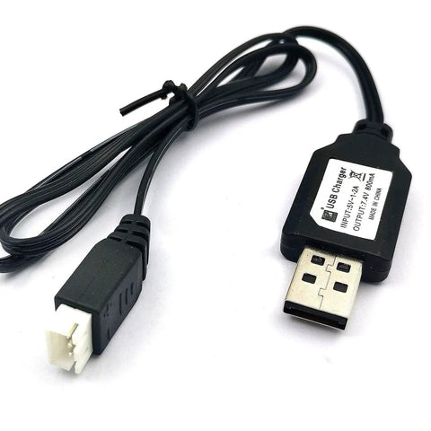 Two Pack USB Charger Cable 1A With XH3P Connector For 7.4V LiPo RC Cars Drones And Quadcopters Fits Hosim Q903 Q905 Axial SCX10 2S