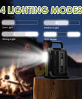 Portable 350W Power Inverter For Ryobi 40V Batteries showcasing LED light modes near campfire.
