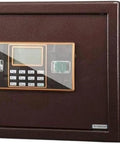 Front view of Easy-To-Use Home Safe With Emergency Key Reprogrammable 3 To 8 Digit Code Turn Knob Access Portable Yet Sturdy Steel Box