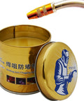 Open metal tin of Anti Spatter Welding Nozzle Gel For MIG Nozzles And Tips Keeps Your Nozzle Clean Prevents Clogs And Erratic Operation