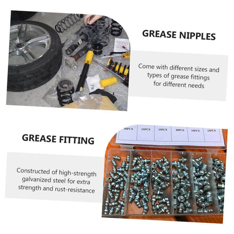 All-In-One 260Pc Hydraulic Grease Fitting Replacement Kit for Cars, Trucks, ATVs, and Motorcycles with organized storage case