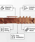 Dope Mid Century Modern Walnut Foldable Entryway Wall Coat Rack With Shelf And 9 Hooks Heavy Duty Wooden Wall Organizer features
