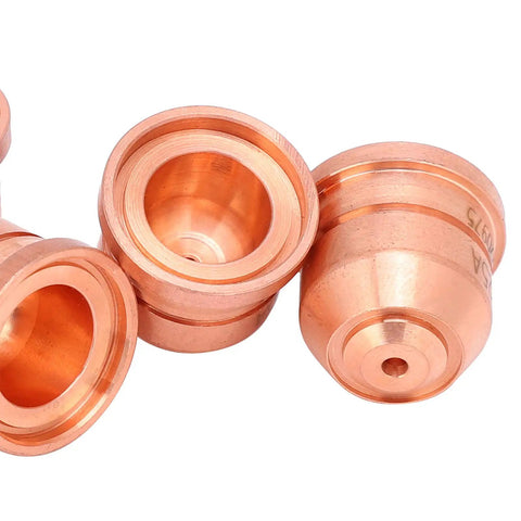 Awesome 5 Piece Plasma Nozzle Kit With Electrode Tips Compatible With Most Cutting Machines For Tough Jobs And Reliable High Temp Performance - copper nozzle tips detailed view.