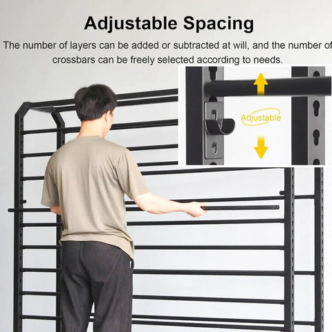 Top Shelf Adjustable Rolling Fabric Display Rack With Wheels And Multiple Rod Storage Heavy Duty Mobile Clothing And Vinyl Film Holders For Garage Workbench Setup Maximize Your Space Straight Up with adjustable layers in use.
