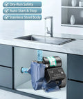 1.5HP Water Pressure Booster Pump With Digital Pressure Display 110V Stainless Steel Auto Start Stop System installed under sink