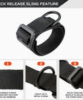 Heavy Duty Adjustable Rifle Sling 1.25 Inch Nylon Strap With D Ring Loop For Hunting 2 Pack Tactical Gun Sling Easy Quick Setup No Tools Required For Fast Deploy, featuring quick release sling with D-ring and triglides for adjustment.