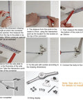 Installation steps for Two Pack Heavy Duty Crate Soft Close Hinges With Lid Support, showing measurement and mounting process.