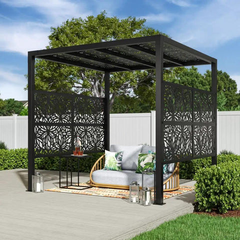 Decorative Screen Panel with 1.5 Inch Border for a Picture Frame Look, used in outdoor pergola, UV stable, scratch resistant design