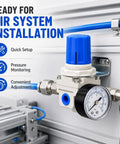 Adjustable Air Pressure Regulator For Compressors With Gauge From Zero To One Hundred Sixty PSI installed on air system