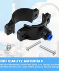 One Pack Drain Saddle Valve With One Quarter Inch Quick Connect For Plastic Water Filter Valve Clamp And Reverse Osmosis Systems, Leak Proof Clamp displayed with screws and nuts