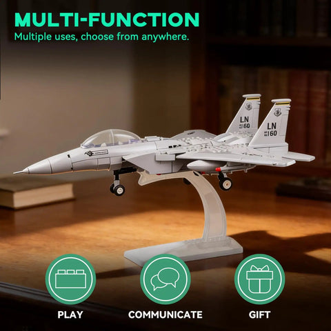 Dope F15 Eagle Fighter Jet Model Kit With Display Stand, 223 Piece Military Airplane Building Set For Adults
