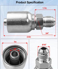 12-piece chrome hydraulic hose fittings set, 3/8" hose to 3/8" JIC, 37° male end, Amazon brand