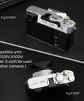 Camera compatibility image for Metal Hot Shoe Thumb Up Grip For Fuji X100V X100VI showing rear and top views of the cameras.