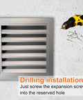 Premium Aluminum Louvered Vent Panel With Heavy Duty Mesh Cover For Ceiling Inspection And Drywall Gable Grilles No Sweat Rapid Setup Kicks Up Fresh Indoor Air Sweet Home Comfort 35X35Cm installed with drilling tools.