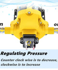 Close-up of Self Priming 110V Diaphragm Water Pump With 4.0 GPM At 45 PSI showing pressure adjustment controls.