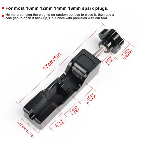Gap Tool And 32 Blade Steel Feeler Gauge Set For Spark Plugs 10mm 12mm 14mm 16mm Stainless Steel Construction, black and silver.