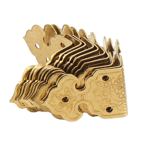Brass Corner Protectors 10 Pack, Retro Style Dope Metal Border Guards For Wood Boxes And Furniture, 0.98 by 0.67 inches stack view