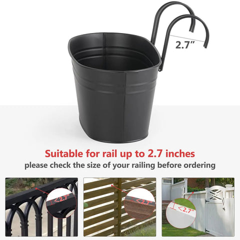 planter pots with hooks 10.5" Hanging Flower Pots for Balcony & Fence