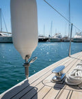 Deck Mount Guard Hanger With Quick Release Pin for Marine Gear and Rope Chafe Protection, on yacht deck with rope