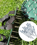 Game Changing Heavy Duty Lawn Aerator Spike Shoes With 2.75 Inch Metal Replacement Pegs on grass, showing spikes and straps.