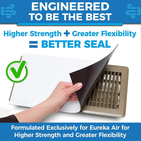 Hand placing Beefy Magnetic Vent Covers 3 Pack 5.5 By 12 Inches for floor wall and ceiling registers over steel vent
