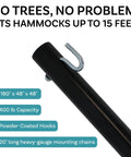 Go To Double Hammock Stand For Outdoor And Indoor Use 400 Pound Capacity 15 Foot Frame With Black Powder Coated Finish detail view