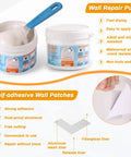 Drywall Repair Kit With 12 Oz White Putty Filler And Spatula For Patching Holes And Cracks An Easy Foolproof Fix Perfect For Your Walls No Drama Cleanup Fast Dry Formula with putty and spatula.