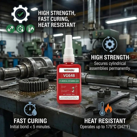 Heavy Duty Retaining Compound For Cylindrical Parts And Bearings, Fast Curing Anaerobic Glue with industrial background