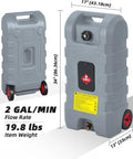 Big 15 Gallon Portable Fuel Caddy With Easy Siphon Pump And Leak Proof Valves On Wheels For Safer Gas Storage And Transport On The Go, gray caddy with wheels, 34 inches tall, 17 inches wide, 19.8 lbs.