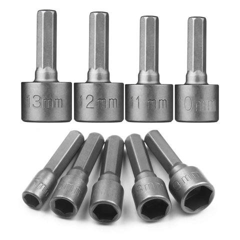 Heavy Duty Nut Driver Set Featuring Nine Piece Socket Spanner Kit with 5 to 13 mm driver heads for quick repairs.