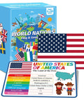 World Geography Flags And Capitals Flashcards 201 Laminated Country Cards with US flag, country data, and map detail.