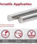 Beefy Strength 0.75 Inch Aluminum Round Bar, 36 Inch Length, 6061-T6 Machinable For CNC Machining, Fabrication, And Marine Projects, Lightweight Yet Durable, Excellent Corrosion Resistance, Great For Tooling And Fixtures. close-up of cut aluminum rod ends