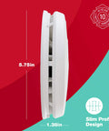 Side view of PRC710 Smoke And Carbon Monoxide Alarm With Built In 10 Year Battery, showing slim profile design and dimensions