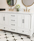 Front view of vanity with 10 Pack Matte Dark Gunmetal Gray Modern Cabinet Pulls With 5 Inch Center To Center 128mm Timeless Drawer Pulls