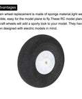 RC Airplane Wheels 38mm Diameter 1.5 Inch Sponge Replacement Wheel with white hub on a white background