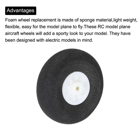 RC Airplane Wheels 38mm Diameter 1.5 Inch Sponge Replacement Wheel with white hub on a white background