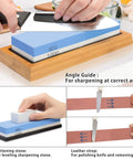 Pro Grade Whetstone Knife Sharpening Set With Four Sided Grit 400 1000 And 3000 8000 Includes Bamboo Base Flattening Stone Angle Guide